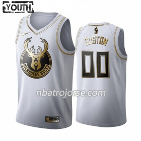 Barn Milwaukee Bucks Tröja Skräddarsydda 2019-20 Nike Vit Golden Edition Swingman